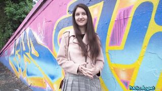 Public Porn - College art Student with natural tits dares to have sex outside for first time