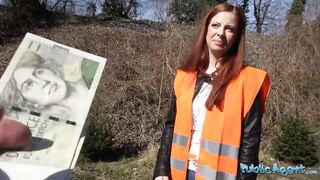 Public Porn - teen redhead with nice natural tits is doing community service but prefers big cock