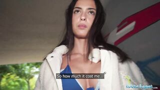 Public Porn Spanish teen outdoor POV public blowjob tight pussy filled with big dick