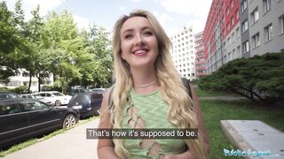 Public Porn Hot young blonde wants strangers big cock for content creation