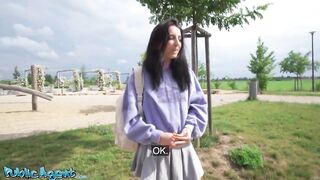 Public Porn - slim natural Italian college student uses her nice tits and small ass for quick cash