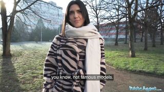 Public Porn Beautiful Brunette Biology Student Cums Over a Stranger Cock