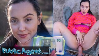 Public Porn - Young Spanish brunette with pert tits seduced in public into outdoor blowjob and sex