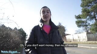 Public Porn - Young Spanish brunette with pert tits seduced in public into outdoor blowjob and sex