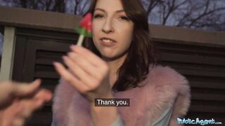 Public Porn Chanel Kiss sucks cock before being bent over in public toilets for sex