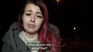 Public Porn Sexy Red Haired Local Woman Seeks Help but Gets Fucked Hard