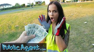 Public Porn Hot brunette criminal is taken into the woods for an outdoors fucking