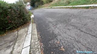 Public Porn Cute Blonde Russian babe fucked through tights at roadside