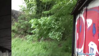 Public Porn Sexy tiny brunette Sandra Soul fucked in public