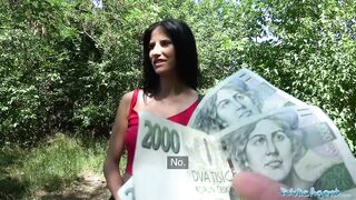 Public Porn Busty horny lady gets fucked in the woods for cash