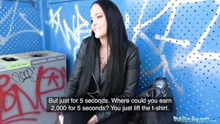 Public Porn Sticky facial for busty hot Czech teen under railway bridge