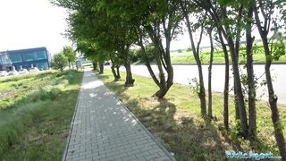 Public Porn Cash convinces slim beauty to bounce her pussy on agents cock