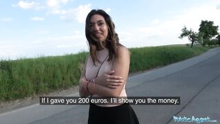 Public Porn Mexican babe Frida Sante gives roadside blowjob and fucking