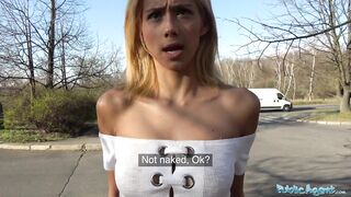 Public Porn Big cock gets blondes tight pussy wet in public forest fuck