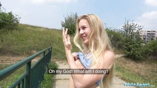 Public Porn Horny blondes tight body fucked for cash in forest