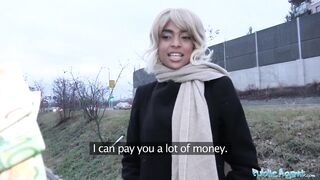 Public Porn Ebony with sexy body blonde hair and shaved pussy