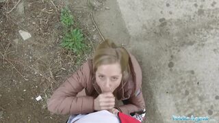 Public Porn Blonde runs from Police after fucking outdoors