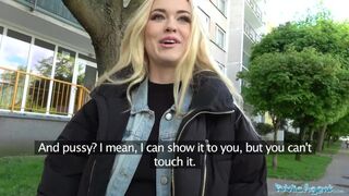 Public Porn Hot blonde student fucked doggy style in forest for cash