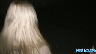 Public Porn Hot blonde fucked on dark public staircase