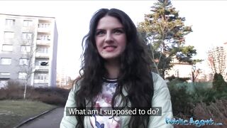 Public Porn Italian loves sucking and riding cock in public