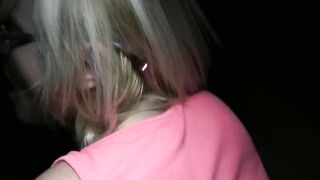 PublicPorn Sexy glasses babe fucks on public stairwell