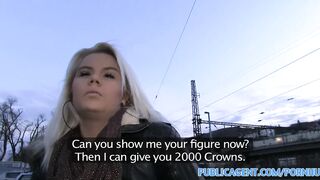 PublicPorn Bleached blonde babe gets fucked outdoors behind a coach