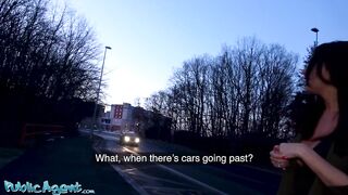 Public Porn Northern Lass catches Euro perv wanking his cock outside and gets creampie in basement