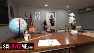 SISLOVESME - Smoking Hot Blonde Katie Morgan Catches Aubree Valentine Fucking Her Stepbro in Class