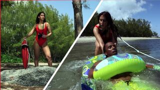 Hot - Latina Lifeguard Valerie Kay Rescues A Big Black Cock