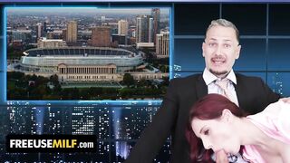 ChannelSkeet Breaking News - Male News Anchor Hot Bangs His Redhead Colleague & 18yo Protester