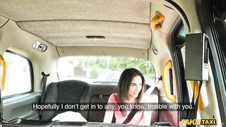 Sex Taxi - petite London Teen with tight body teases driver before struggling with his huge cock