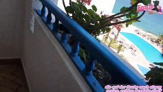 Horny German slut gets fucked on the balcony while on vacation