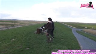 Horny German MILF fucks in public on a bench