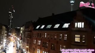 Horny German redhead slut fucked from behind at the window