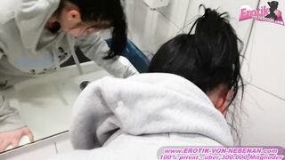 Young German slut fucked hard in public toilet