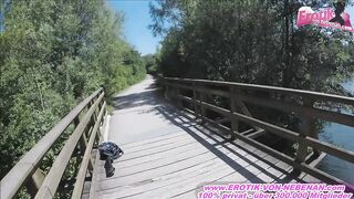 Horny German redhead fucks at the lake and swallows cum