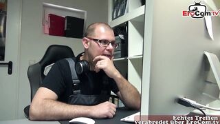 Blonde milf fucks in the ass with her work colleague in the elevator