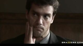 Big-tit blonde cheating wife strips then ass fucks guard - Hot