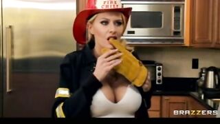 Horny Big tit Blonde firefighter is fucked rough in her wet pussy